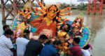 প্রতিমা বিসর্জনের মধ্য দিয়ে সিলেটে শেষ হলো শারদীয় দুর্গাপূজা
