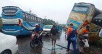 লালাবাজারে সিলেট-ঢাকা মহাসড়কে বাস ক্যাভার্ডভ্যান মুখোমুখি সংঘর্ষে ১৫ জন আহত
