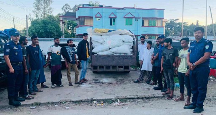 জগন্নাথপুরে ভারতীয় ১২০ বস্তা চিনিসহ আটক ১১